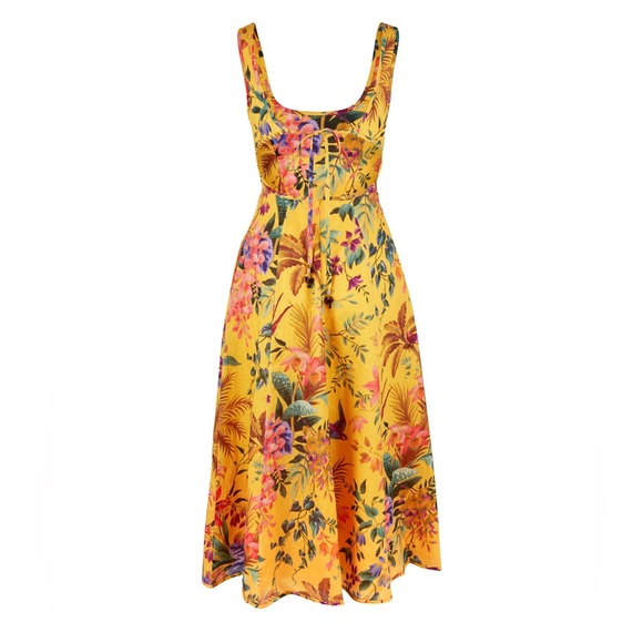 Zimmermann Tropicana Cut Out Midi Dress in Mango Floral - Picture 7 of 14